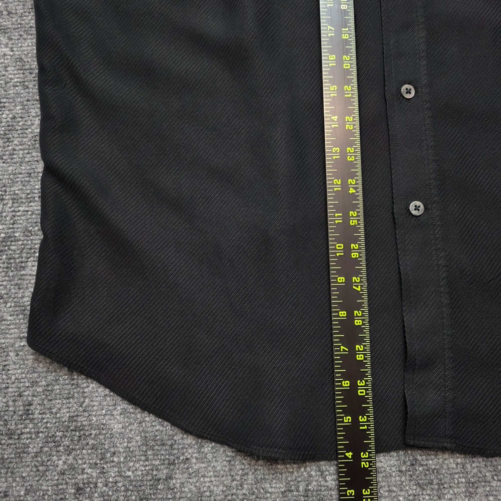 Bugatchi Uomo Men's XL Black Ribbed Textured Long Sleeve Button Down Dress Shirt - Picture 12 of 14